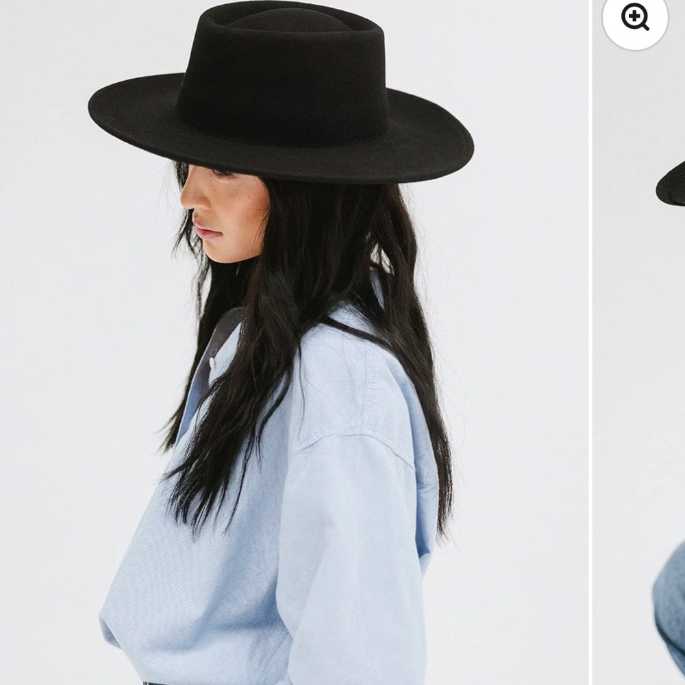 GIGI PIP Black Wide-Brim Wool Fedora Hat